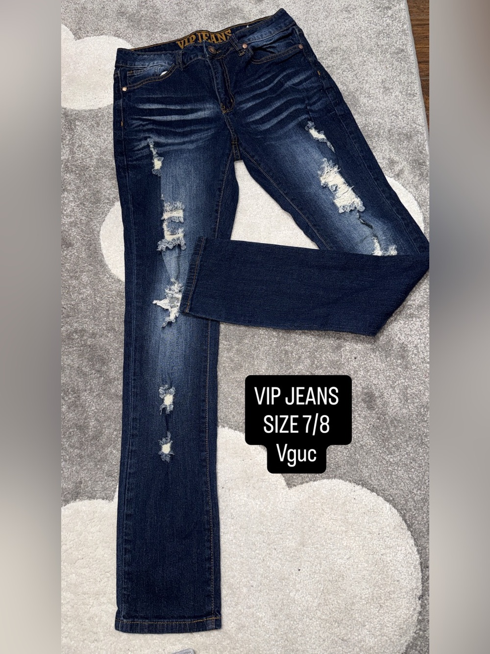 VIP Dark Blue Distressed Jeans